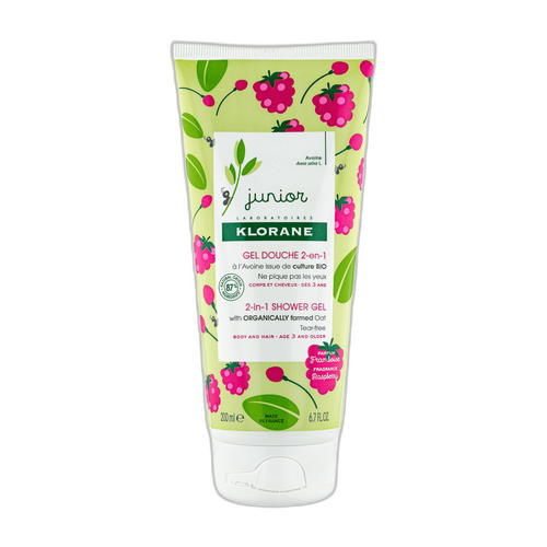 Image Klorane - Junior - Gel douche 2-en-1 à l’Avoine BIO - Framboise - Corps et Cheveux - Enfant 200 ml