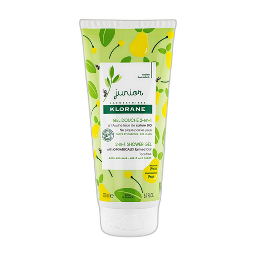 Image Klorane - Junior - Gel douche 2-en-1 à l’Avoine BIO - Poire - Corps et Cheveux - Enfant 200 ml