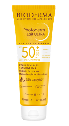 Bioderma Photoderm Lait ULTRA SPF50+, invisible et non parfumé, hydrate pour les peaux sensibles
