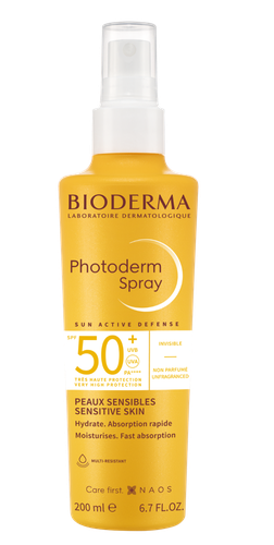 Bioderma Photoderm Spray SPF50+ invisible, hydrate, aborption rapide pour les peaux sensibles